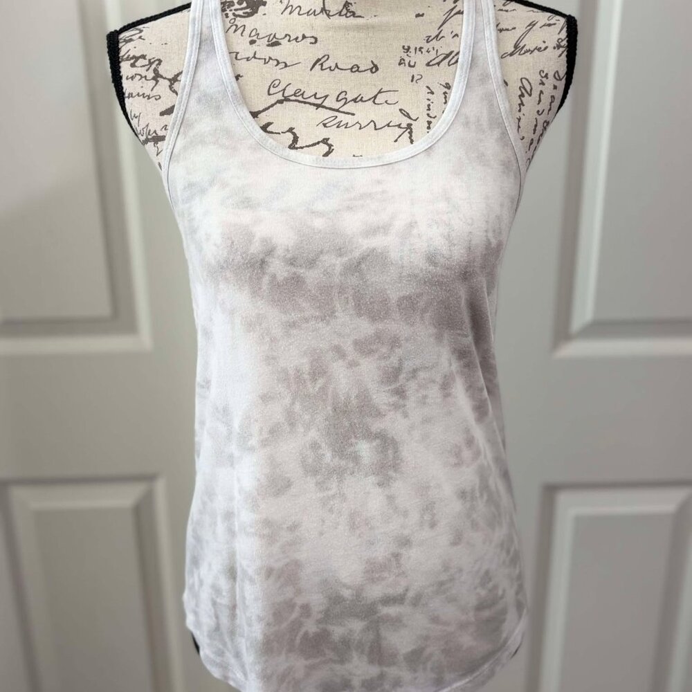 Women's Gently Worn, Grey & White Tie-Dye Racerback Tank Top